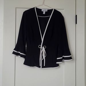Joseph Ribcroff black and white top with flared sleeves
